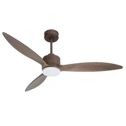 Modulo slim - Super destratificateur et ventilateur DC 132 cm Marron pales bois sombres avec Lumière 25 à 35 m²