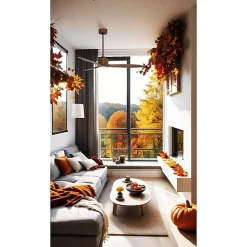 Modulo slim - Super destratificateur et ventilateur DC 132 cm Marron pales bois sombres avec Lumière 25 à 35 m²