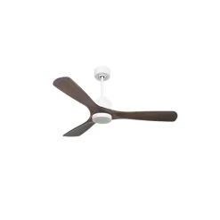 Modulo Slim - Super destratificateur et ventilateur DC 132 cm blanc avec lumière pales bois sombre idéal 26 à 40 m²