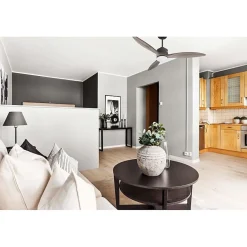 Modulo slim - Super destratificateur et ventilateur DC 132 cm Chocolat pales bois gris avec Lumière 25 à 35 m²