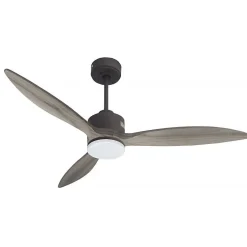 Modulo slim - Super destratificateur et ventilateur DC 132 cm Chocolat pales bois gris avec Lumière 25 à 35 m²