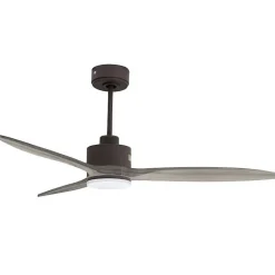 Modulo slim - Super destratificateur et ventilateur DC 132 cm Chocolat pales bois gris avec Lumière 25 à 35 m²