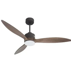 Modulo slim - Super destratificateur et ventilateur DC 132 cm Chocolat pales bois sombre avec Lumière 25 à 35 m²