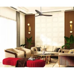 Modulo Slim de Klassfan - Ventilateur de plafond et destratificateur moteur DC chrome et pales bois sombre 25 à 40 m²