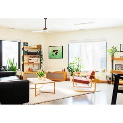 Modulo Slim de Klassfan - Ventilateur de plafond et destratificateur moteur DC marron et pales bois blanc 25 à 40 m²