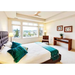 Modulo Slim de Klassfan - Ventilateur de plafond et destratificateur moteur DC blanc et bois clair 10 à 20 m²