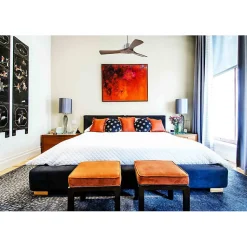 Modulo Slim de Klassfan - Ventilateur de plafond et destratificateur moteur DC chrome et pales bois sombre 10 à 20 m²