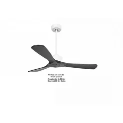 Modulo Slim de Klassfan - Ventilateur de plafond et destratificateur moteur DC blanc et pales bois noir 25 à 40 m²