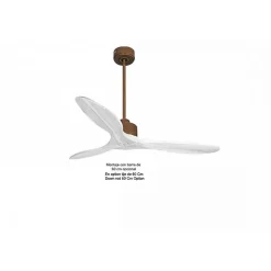 Modulo Slim de Klassfan - Ventilateur de plafond et destratificateur moteur DC marron et pales bois blanc 25 à 40 m²