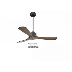 Modulo Slim de Klassfan - Ventilateur de plafond et destratificateur moteur DC basalte et bois sombre 25 à 40 m²