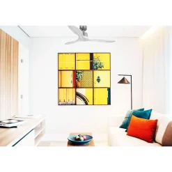 Modulo Slim de Klassfan - Ventilateur de plafond et destratificateur moteur DC chrome et pales bois blanc 25 à 40 m²