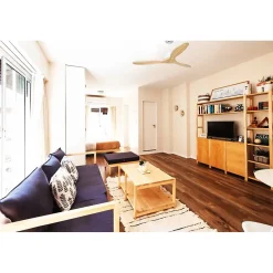 Modulo Slim de Klassfan - Ventilateur de plafond et destratificateur moteur DC blanc et pales bois clair 25 à 40 m²