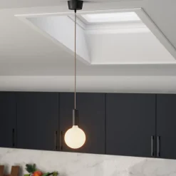 Monture réglable Poorwill en métal noir et beige E27 L.110cm GoodHome