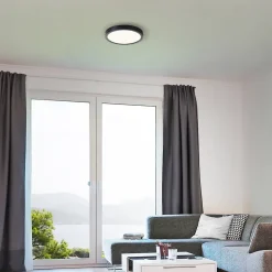 NAVARA Plafonnier noir LED intégrée 18W plastique ampoule incluse