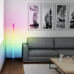 NEELE Lampadaire noir LED intégrée 6,5W - 125lm/ICRGB/détecteur de musique/dimmable/télécommande - plastique - ampoule incluse