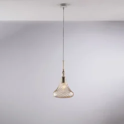 Nemesi Suspension en fer avec verre pyrex ambré 1 lumière 142 d.20 BL280-S1-AM