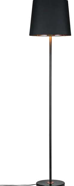 Neordic Lampadaire Enja E27 max. 20W Noir Cuivre Tissus Marbre Métal