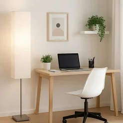 NERVA Lampadaire 2L titane blanc 2xE14 40W - métal/papier - ampoule non incluse