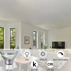 NETTLIFE 10 Ampoule GU10 LED blanc chaud 3W 30W, lampe à économie d'énergie 3000K