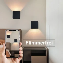 NETTLIFE 4 Appliques Murales LED Ext Int, Noires Up Down, IP65, pour Maison, Cage d Escalier