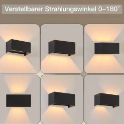 NETTLIFE 2 Appliques Murales LED Noires IP65, Lumière Blanche Chaude Réglable G9, pour Salon, Jardin, Terrasse