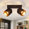 NETTLIFE 2 Spots de Plafond Noir Vintage E14 avec Écran en Tissu pour Salon Chambre Cuisine, sans Ampoule