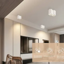 NETTLIFE 2 spots de plafond spot en saillie blanc plafonnier GU10 spot en saillie luminaire en saillie moderne