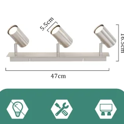 NETTLIFE 3 Spots de plafond nickel GU10pour couloir salon chambre cuisine bureau spot mural moderne lampe de couloir