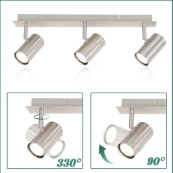 NETTLIFE 3 Spots de plafond nickel GU10pour couloir salon chambre cuisine bureau spot mural moderne lampe de couloir
