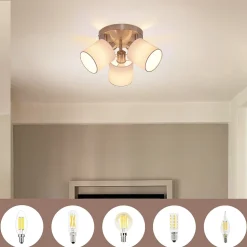 NETTLIFE 3 Spots de plafond couloir - mural moderne argentéE14 MAX.25W lampe pour salon chambre cuisine (sans ampoule)