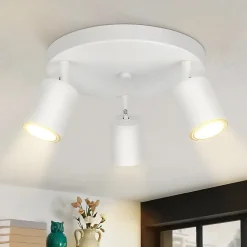 NETTLIFE 3 Spots de plafond couloir salon blanc rond GU10 en métal orientables design pour chambre cuisine