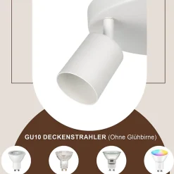 NETTLIFE 3 Spots de plafond couloir salon blanc rond GU10 en métal orientables design pour chambre cuisine