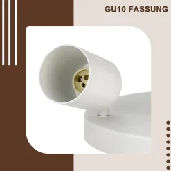 NETTLIFE 3 Spots de plafond couloir salon blanc rond GU10 en métal orientables design pour chambre cuisine