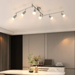 NETTLIFE 6 Spots de plafond salon moderne GU10 en acier inoxydable pour chambre intérieur (sans ampoule)