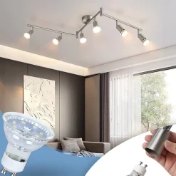 NETTLIFE 6 Spots de plafond salon moderne GU10 en acier inoxydable pour chambre intérieur (sans ampoule)