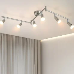 NETTLIFE 6 Spots de plafond salon moderne GU10 en acier inoxydable pour chambre intérieur (sans ampoule)