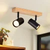 NETTLIFE 2 Spots de plafond bois noir GU10 orientables à style rétro industriel pour salon chambre couloir salle à manger