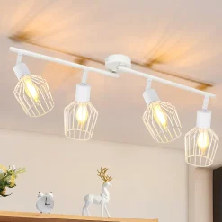 NETTLIFE 4 Spots de Plafond E14 métal, lampe de couloir pivotante, applique murale pour couloir et salon blanc