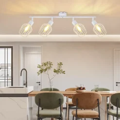 NETTLIFE 4 Spots de Plafond E14 métal, lampe de couloir pivotante, applique murale pour couloir et salon blanc