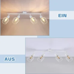 NETTLIFE 4 Spots de Plafond E14 métal, lampe de couloir pivotante, applique murale pour couloir et salon blanc