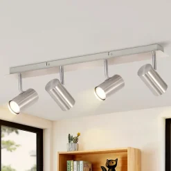 NETTLIFE 4 Spots de plafond GU10 en métal nickel pour salon cuisine chambre lampe moderne de couloir sans ampoule