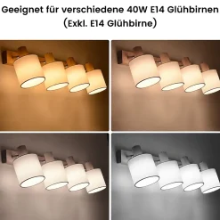 NETTLIFE 4 Spots de plafond salon bois moderne E14 MAX.25W lampe écran en tissu pour chambre cuisine couloir,sans ampoule