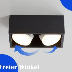 NETTLIFE 2 Spots de plafond en saillie noir avec lumière orientable blanc chaud moderne 2x5W GX53 carré plat pour salon