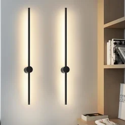 NETTLIFE 2 x Applique murale LED noire à l'intérieur 60CM 3000K indirecte moderne Éclairage mural orientable à 90