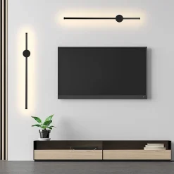 NETTLIFE 2 x Applique murale LED noire à l'intérieur 60CM 3000K indirecte moderne Éclairage mural orientable à 90