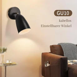 NETTLIFE 2 x Applique murale d'intérieur noire - spot mural vintage chambre applique rétro GU10Sans ampoule