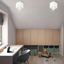 NETTLIFE 4 x Spot en saillie blanc GU10 spot en saillie carré 40W plâtre petit plafonnier moderne