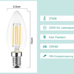 NETTLIFE Ampoule LED E14, lampe à économie d'énergie, 12 pièces, 4W 2700K, ampoule blanche chaude