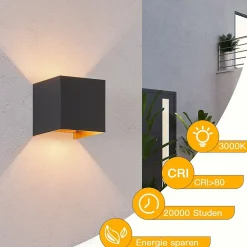 NETTLIFE Applique LED 3W -G9 Lampe Murale Extérieur Intérieure Noire et Dorée, étanche double faisceau réglable IP65 230V 3000K