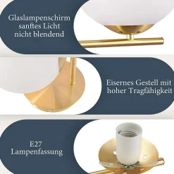 NETTLIFE Applique Murale Intérieur Chambre Couloir Lampe Boule de Verre Doré Vintage E27 Lampe de Chevet en Métal